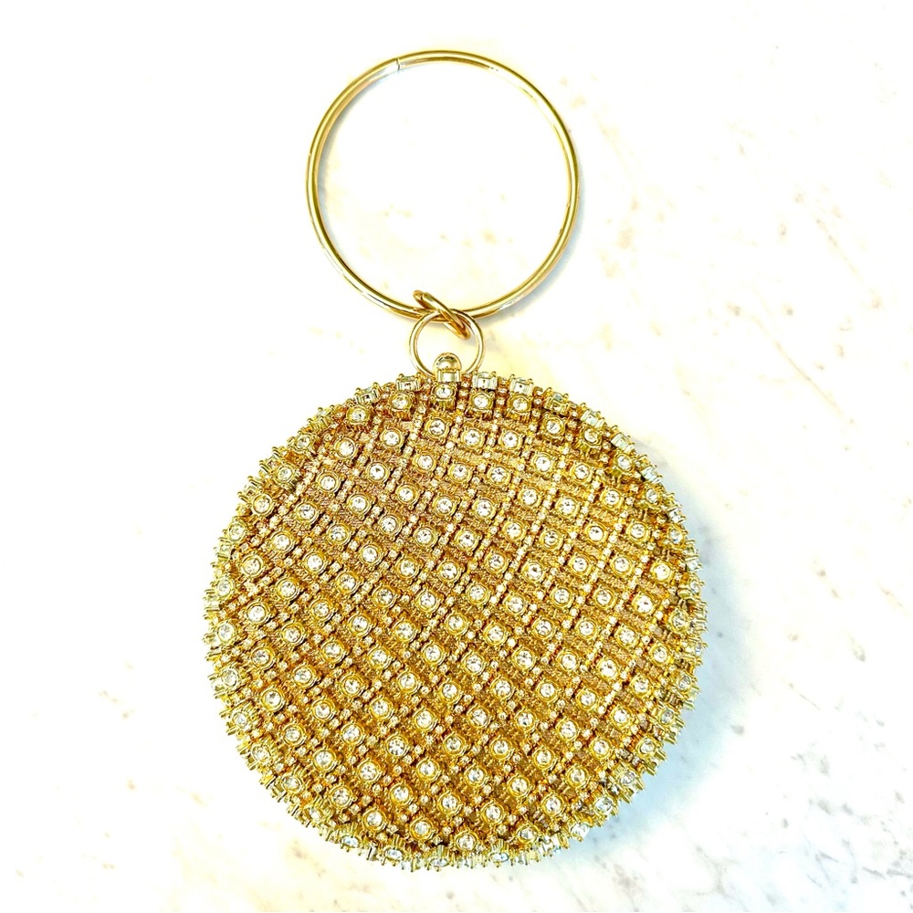 Chic Gold Rhinestone Beaded Bag NWT
